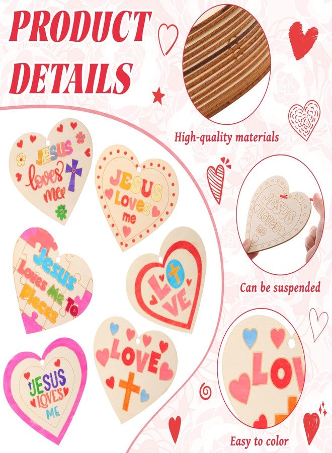 Blueweenly 24 Pcs 24 Pcs Valentines Sunday School Crafts for Kids - Christian Religious Valentine Craft Kits, Jesus Loves Me DIY Ornaments, Sunday School Crafts for Classroom Art Party Activities - Image 3